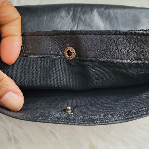 Toni Vintage 80s Black Genuine Leather Clutch - Picture 7 of 8